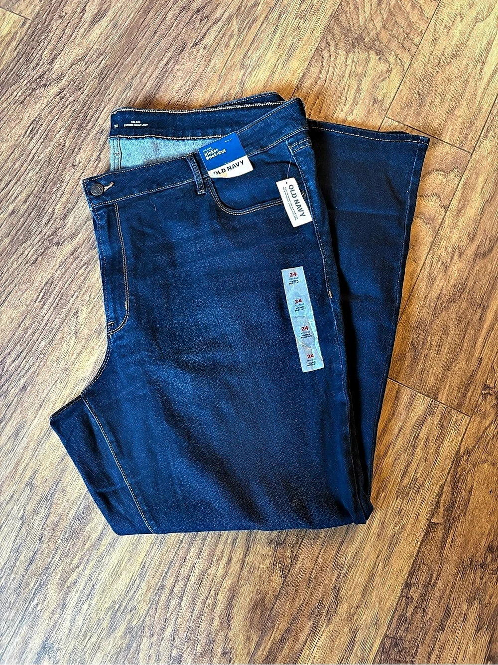 Old Navy Mid-Rise Kicker Boot-Cut Jeans Blue Waist 24
